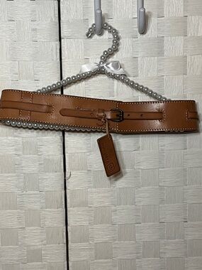 Vintage Collection Women's Tan Leather Waist Wide Belt Size Large